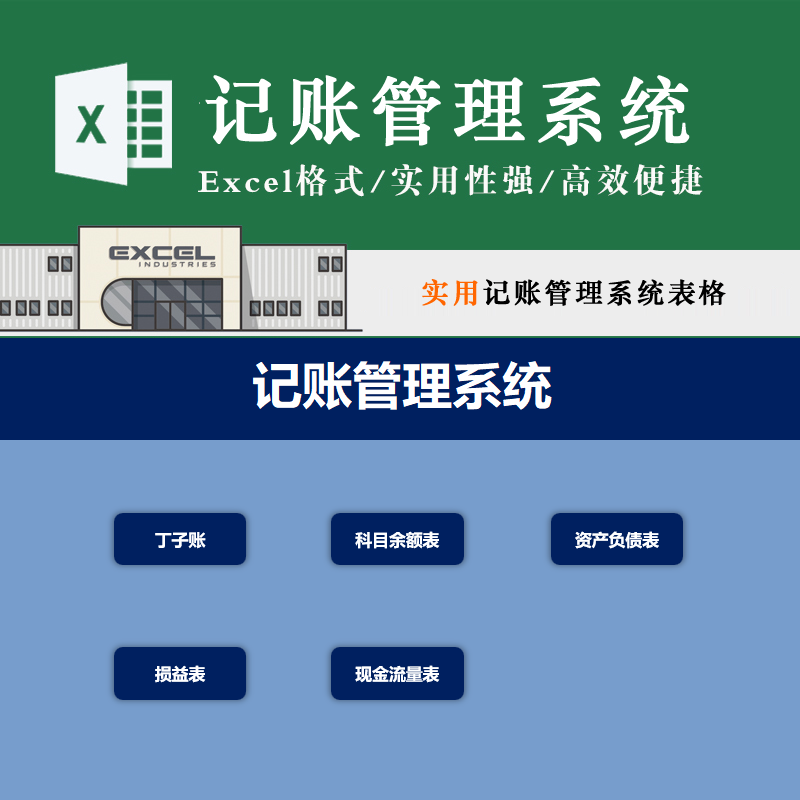 实用记账管理系统表格 丁子账科目余额表 资产负债表损益表模板