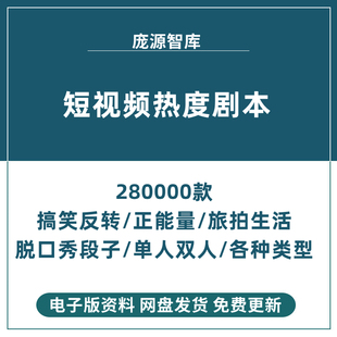 热门短视频剧情剧本创作模板搞笑段子脚本文案农村素材脱口秀资料