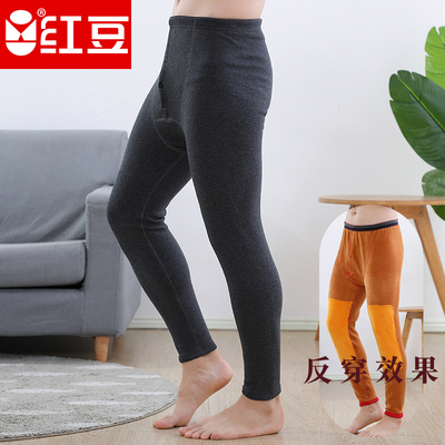 红豆红色打底青年一体保暖棉裤