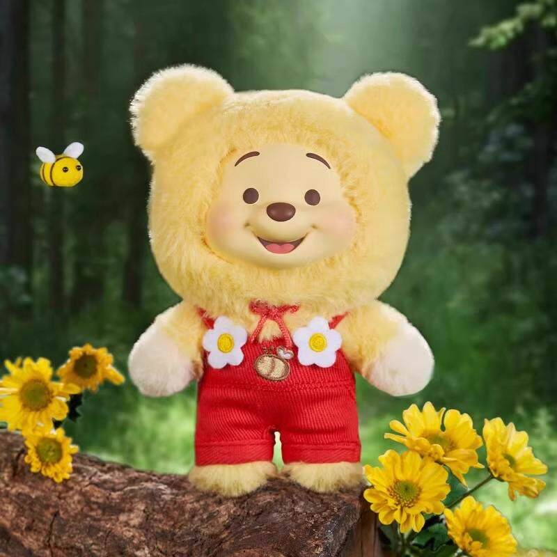 正版toptoy小熊维尼小熊噗噗糖果搪胶毛绒背带裤系列潮玩手办礼物