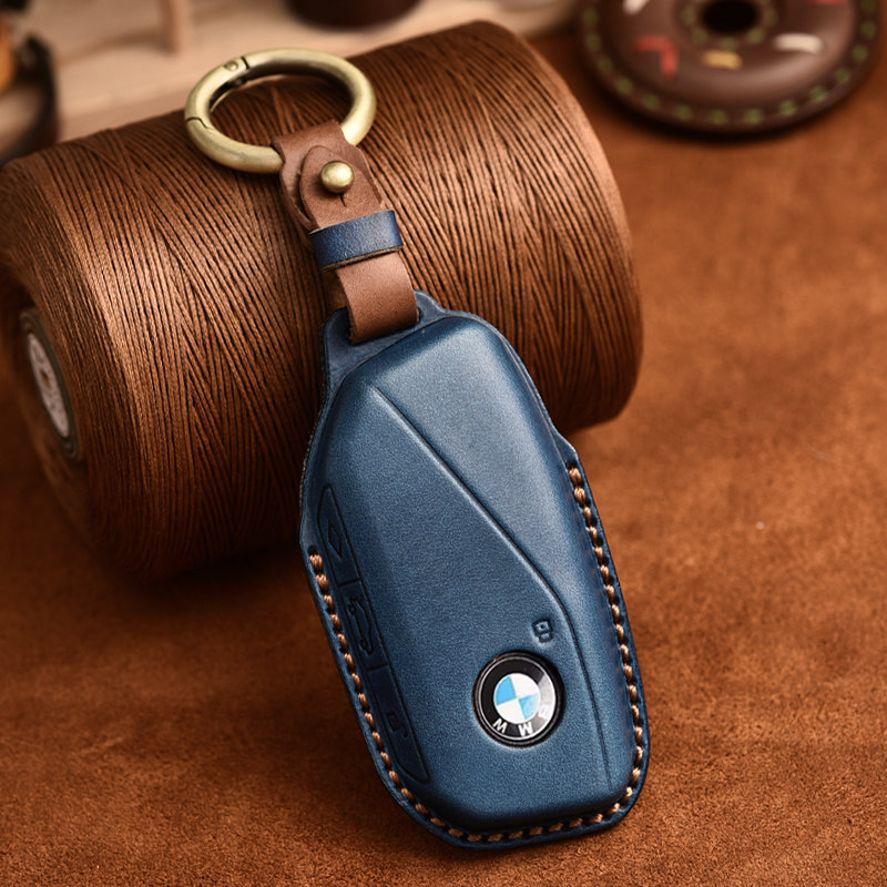 宝马牛皮手工汽车钥匙套做旧复古