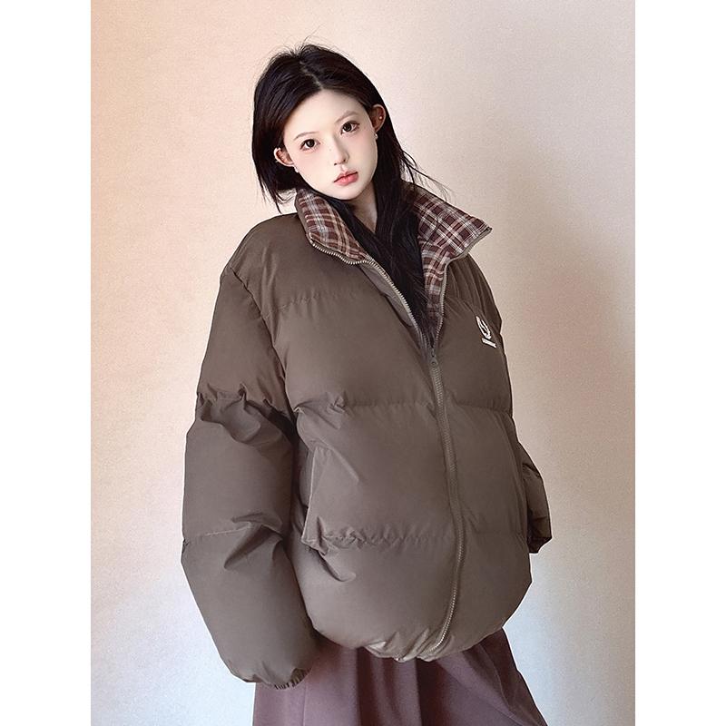 LKOD秋冬格子拼接情侣棉服