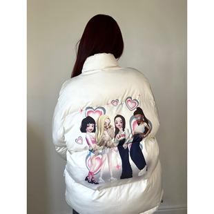LKSTORE 人物印花棉服男女情侣潮牌百搭外套夹克 LKOD2022秋冬新款