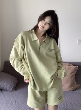 LKSTORE LKOD2022春夏新款休闲套装卫衣短裤刺绣字母情侣款打底衫