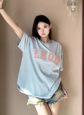 LK STORE LKOD 2023新款皮标潮牌百搭圆领纯棉打底衫短袖夏日T恤