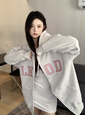 LKSTORE LKOD2022秋冬新款皮标休闲加绒连帽潮牌情侣款帽衫外套