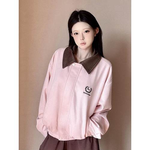 LKOD秋冬新款刺绣拼色夹克