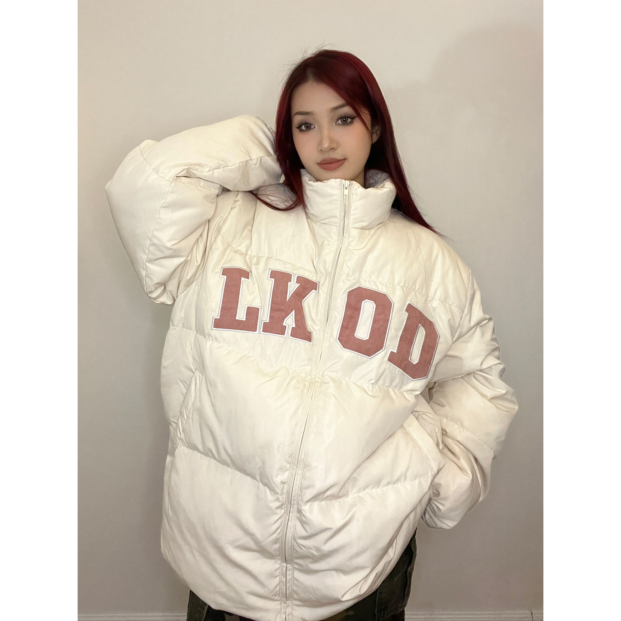 lkod加厚秋冬新款麂皮字母外套