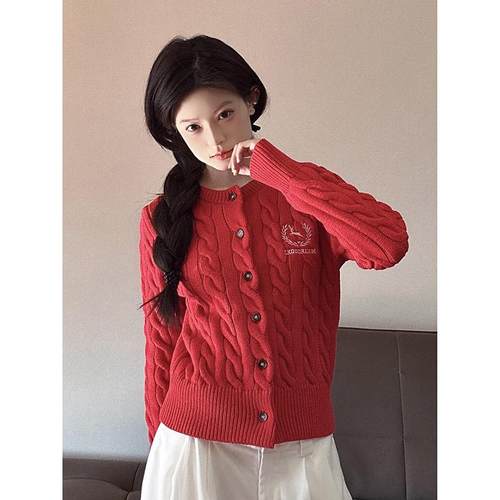 LKOD秋冬短款针织开衫毛衣
