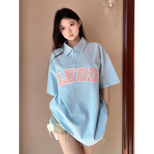 lkod皮标半拉链polo衫