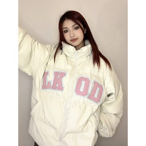 LKOD皮标华夫格棉服情侣