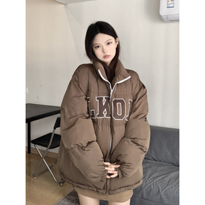 LKSTORE LKOD2022秋冬新款潮牌麂皮字母休闲加棉休闲外套棉服