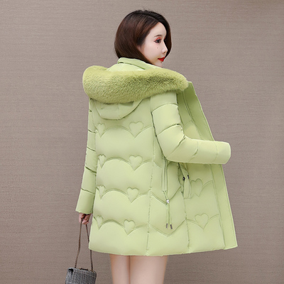 冬季新款棉衣女中长款加厚大毛领