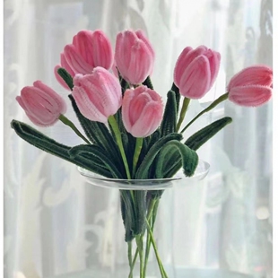 【郁金香花束】扭扭棒手工课diy材料包学生美术课儿童仿绒花38节