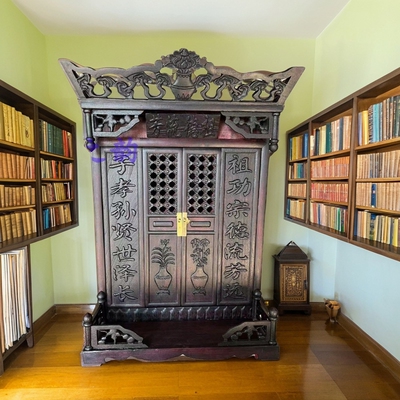 实木中式免漆神台柜家用供奉祖先牌位神位仿古佛龛带门祖龛家谱堂