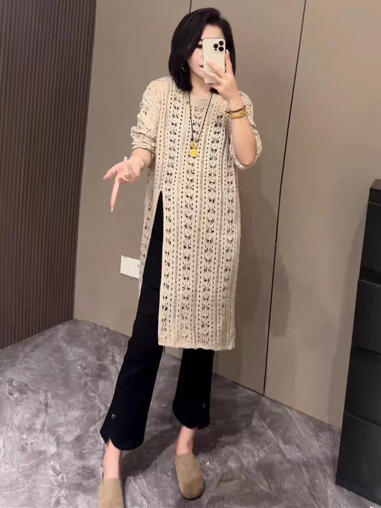品质洋气镂空开叉针织衫上衣女2毛针织衫