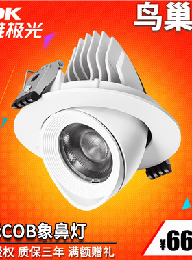 三雄极光星际LED拉伸款象鼻灯18W28w35w嵌入式可翻转COB射灯服装