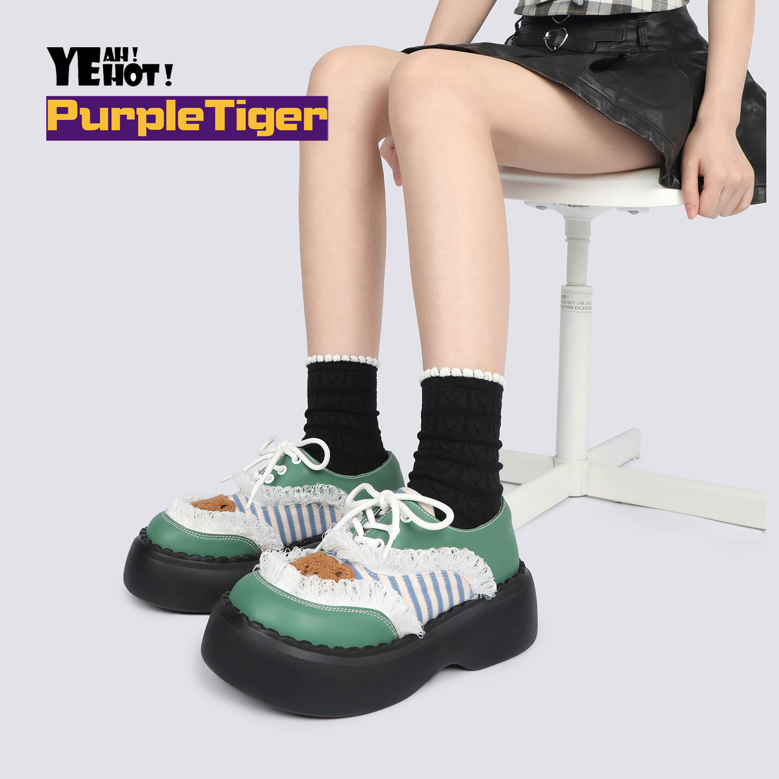 Purple Tiger原创可爱日系厚底鞋女2025春夏新品圆头显瘦单鞋女鞋