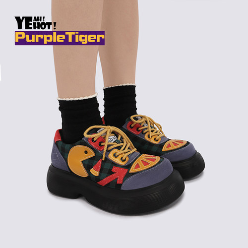 PurpleTiger日系可爱拼色板鞋