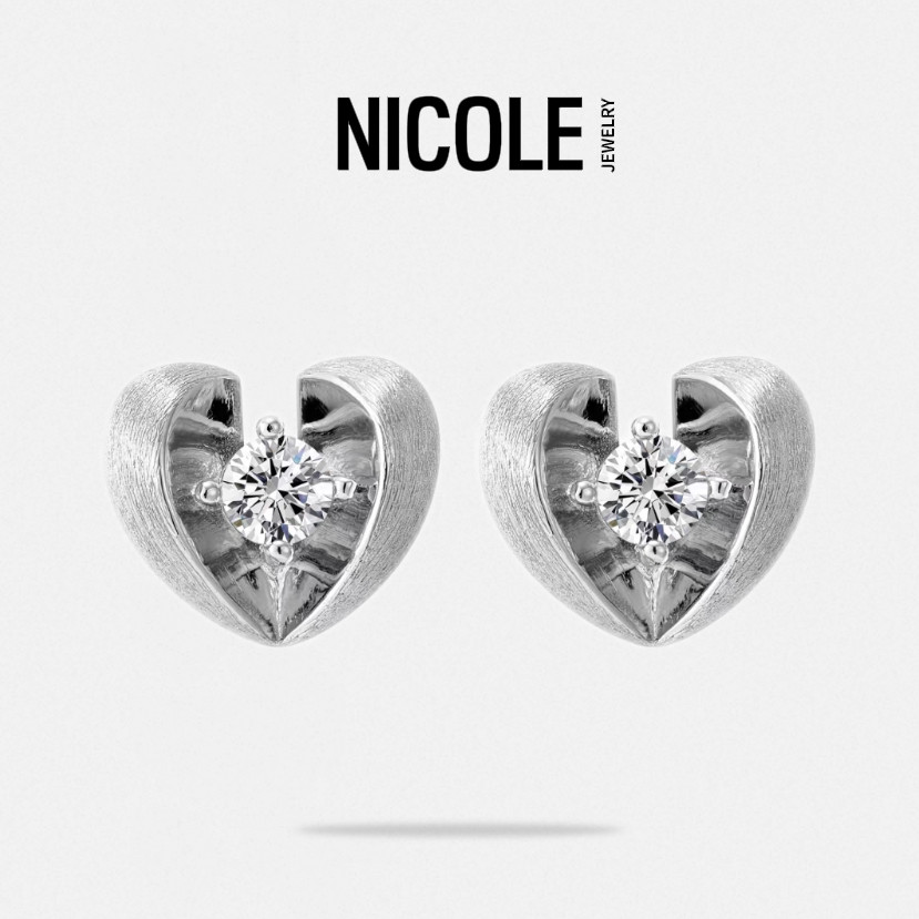 Nicole Jewelry纯银拉丝爱心耳环女气质轻奢小众设计感悬浮耳钉,饰品/流行首饰/时尚饰品新,银饰耳饰,淘宝优惠券,粉丝福利购,淘宝优惠卷