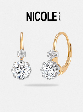 Nicole Jewelry 意大利进口精工车花耳环S925银镀金莫桑石耳钉