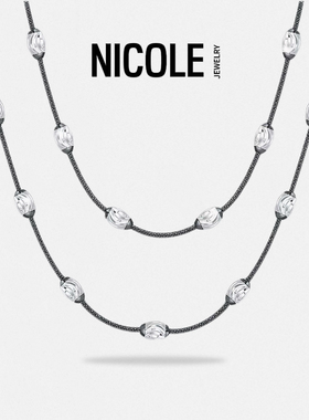 Nicole jewelryS925银意大利进口弦线黑天鹅满天星项链毛衣链80cm