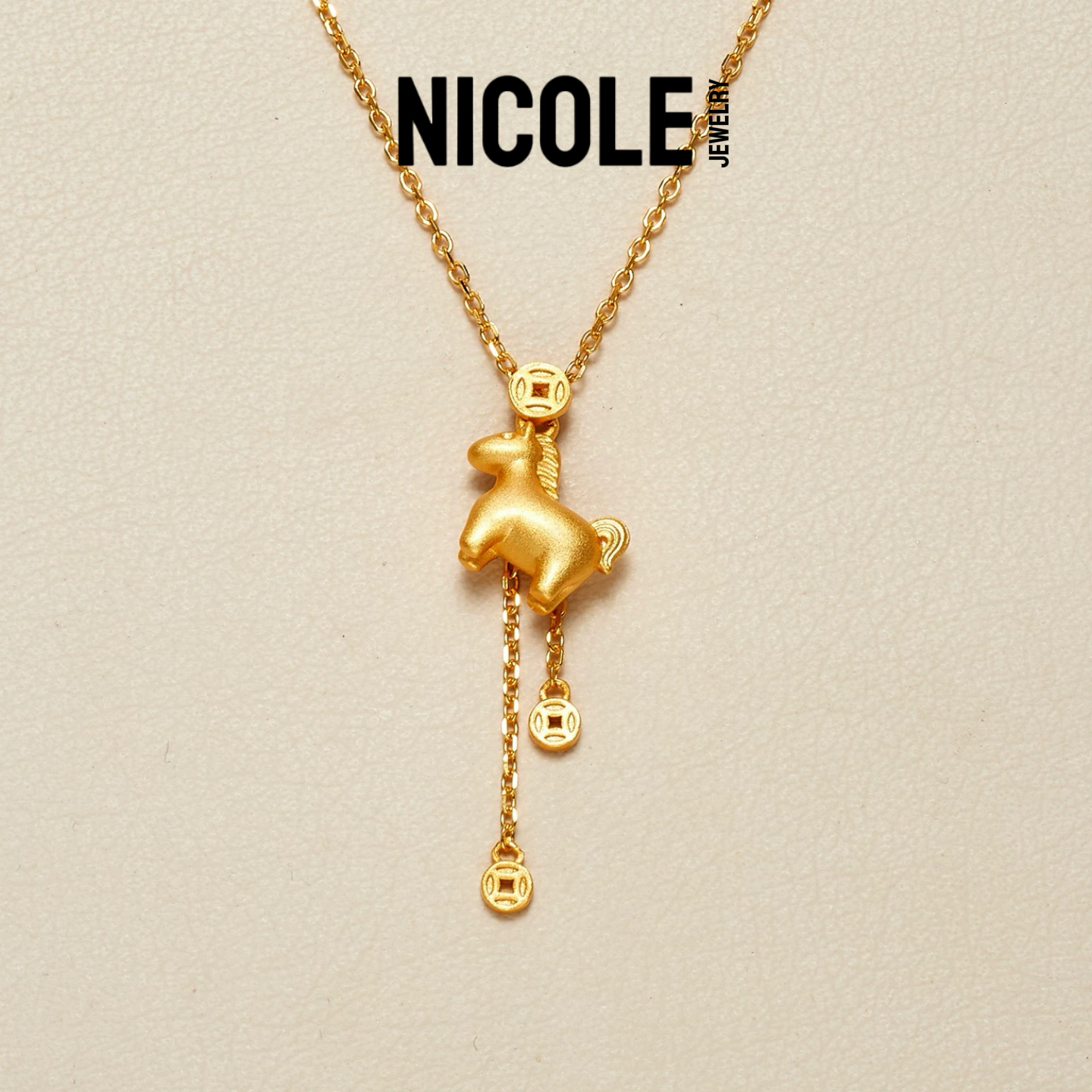 Nicole 925纯银马上有钱花流苏吊坠项链马到成功小马钱送女友礼物