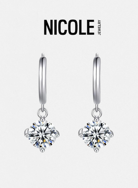 Nicole Jewelry双子星单颗钻纯银耳环轻奢感气质时尚百搭显白钻石