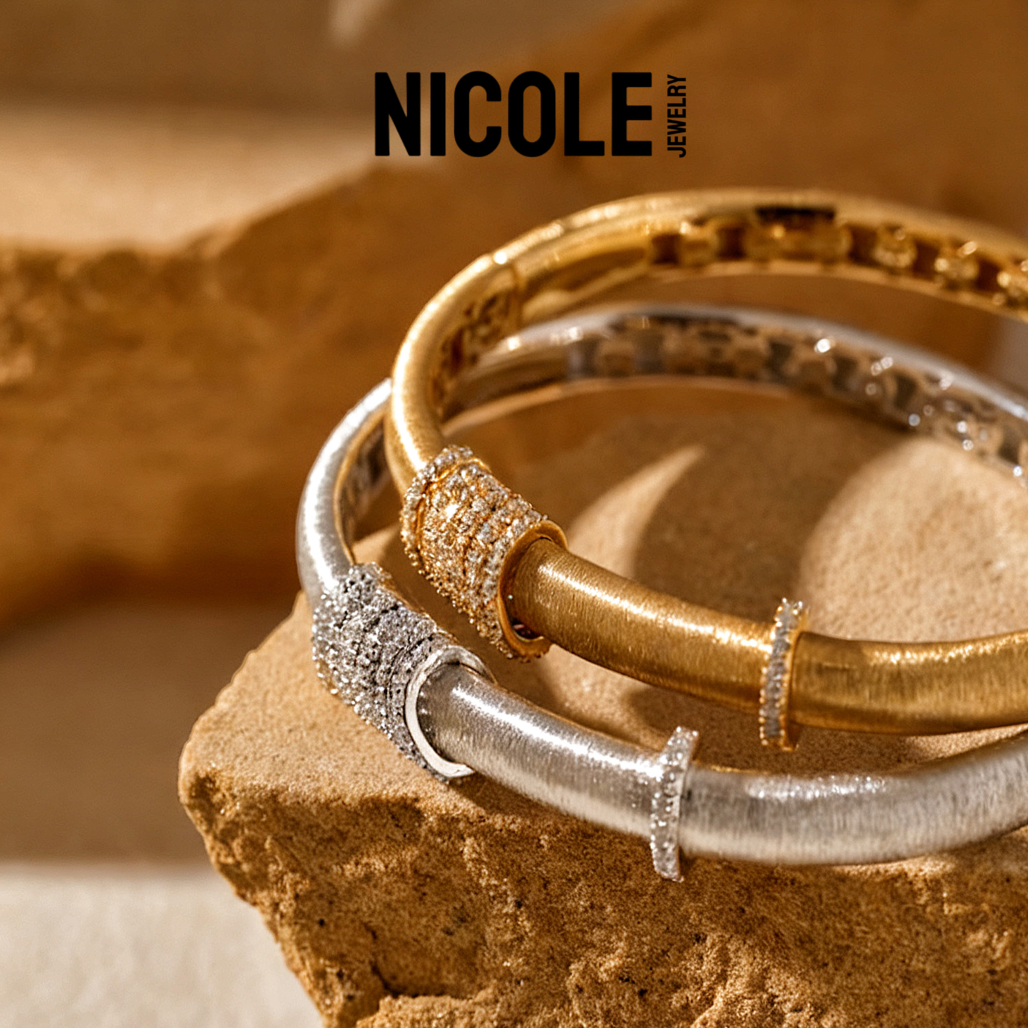 Nicole Jewelry 重工手工拉丝时来运转跑环纯银手镯 轻奢老钱风