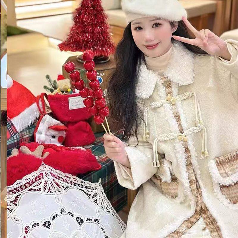 2026夹棉加厚毛呢外套女秋冬季小个子中长款加厚呢子大衣杏色棉袄