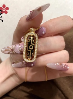 金色珐琅点钻转运珠吊坠轻奢百搭