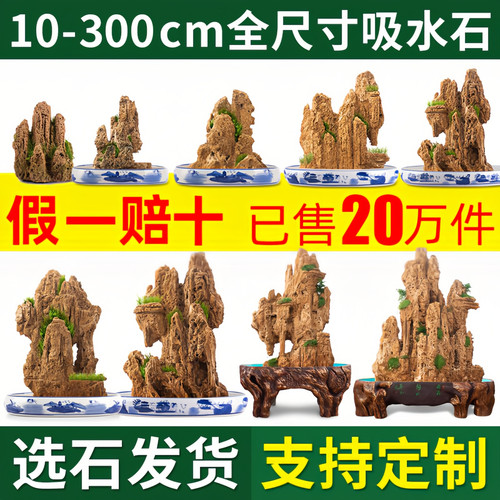 吸水石天然原石盆景鱼池鱼缸真石头装饰造景摆件植物上水石假山石 - 封面