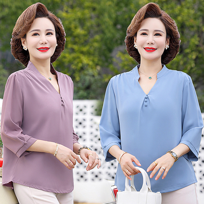 妈妈装夏装洋气雪纺小衫新款