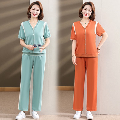 中年妈妈夏装运动服套装新款