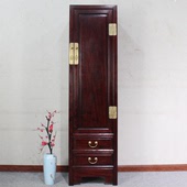 现代中式实木香樟木古典单门衣柜小户型卧室整体衣橱收纳储物柜子