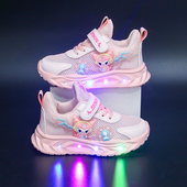 女孩透气公主鞋 软底儿童发光鞋 镂空亮灯库洛米女童网鞋 女宝单网鞋