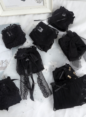 黑色蕾丝 黑色内裤女蕾丝网纱日系少女柔软透气纯欲纯棉裆短裤