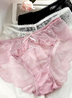 舒适蕾丝内裤 少女中腰透气全蕾丝薄款柔软无痕短裤三角裤