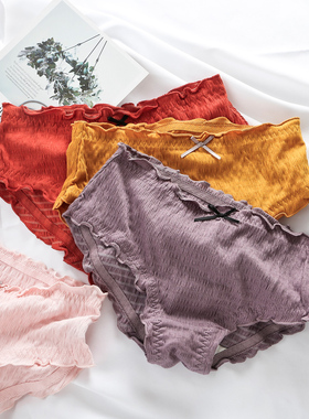 日系舒适柔软内裤女莫代尔三角裤纯色简约少女软绵绵短裤