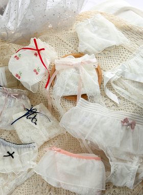 白色蕾丝柔软蕾丝内裤女日系女士性感白色短裤舒适透气少女三角裤