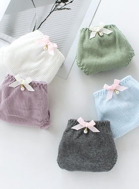 日系女士舒适透气纯棉内裤女少女飞边学生甜美蕾丝边三角裤短裤