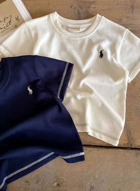 儿童短袖冰丝2025夏季新款宝宝白色上衣男童圆领半袖T恤薄款透气