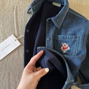 韩国童装儿童加绒牛仔外套2025秋冬新款男童翻领衬衫小童宝宝衬衣