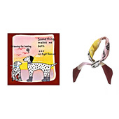 浪漫落日海～Flora 复古趣味卡通斑点狗狗红色边框小方巾丝巾头巾