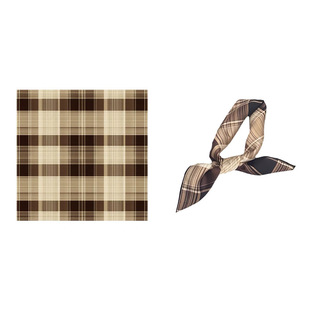 小方巾丝巾领巾 Flora秋冬早秋复古咖色日系格子休闲男女百搭短款