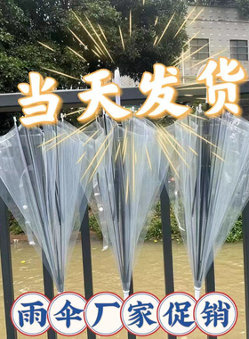 批发透明雨伞男女地铁站清新网红长柄半自动拍照儿童地摊学生景区