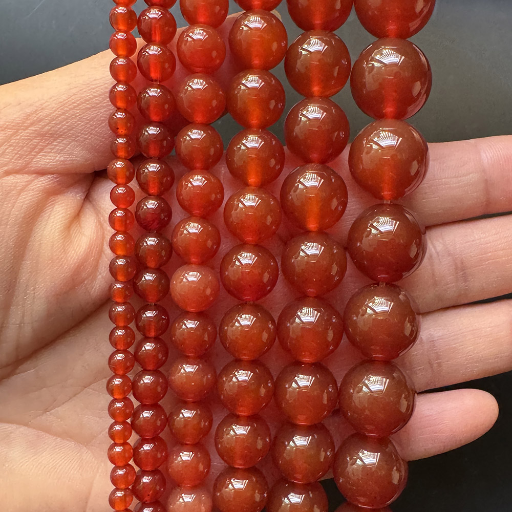 天然红玛瑙散珠圆珠手工diy项链饰品配件天然石4-14mm珠子串珠批