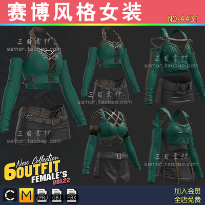 ZPRJ女装赛博科技风格皮衣皮裤服装Clo3d打版纸样工程文件MD素材