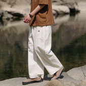 潮牌宽松百搭青少年阔腿长裤 南鹤日系复古纯色直筒休闲裤 男生夏季