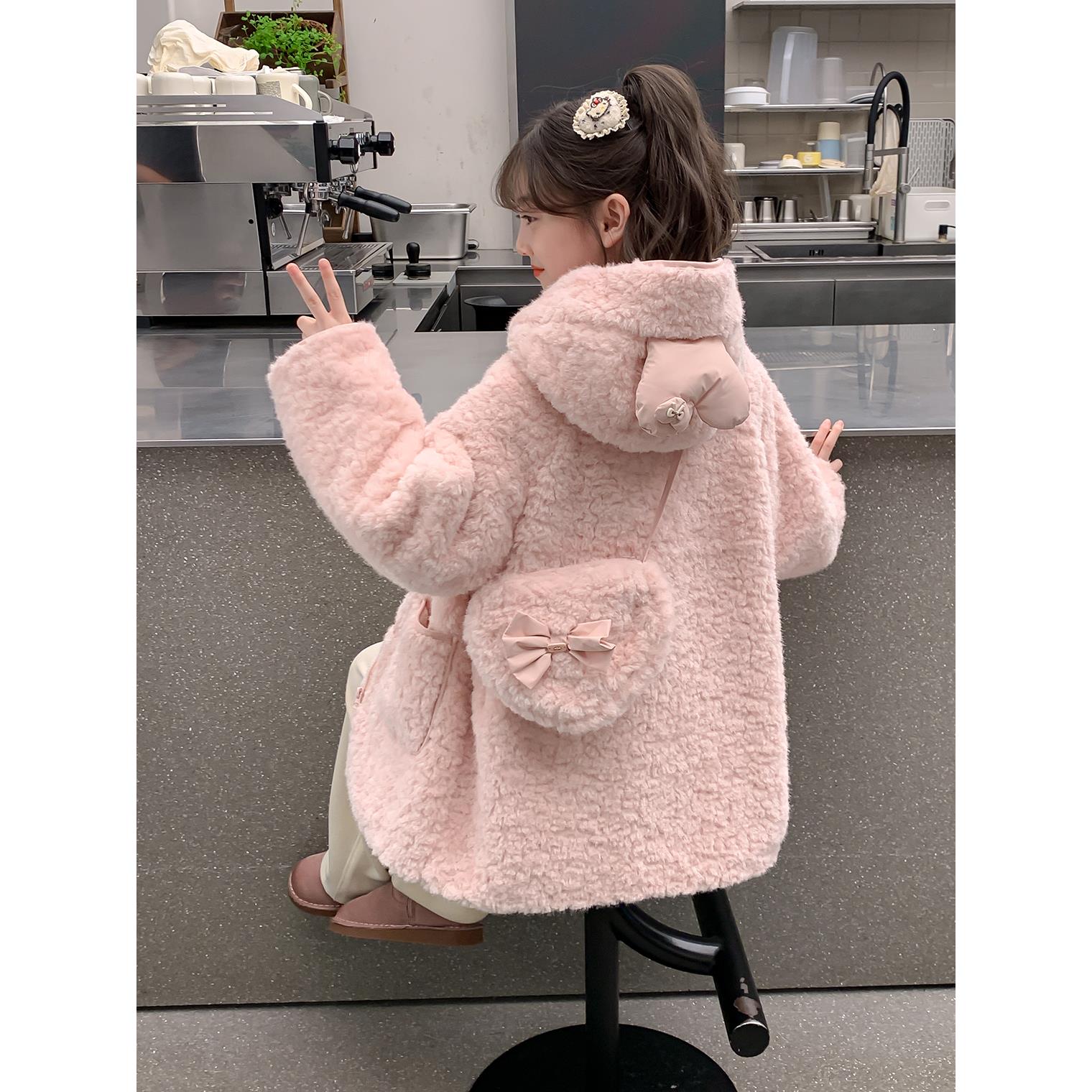 女童加绒外套冬装2025新款儿童加厚摇粒绒上衣女孩大童冬季毛毛衣
